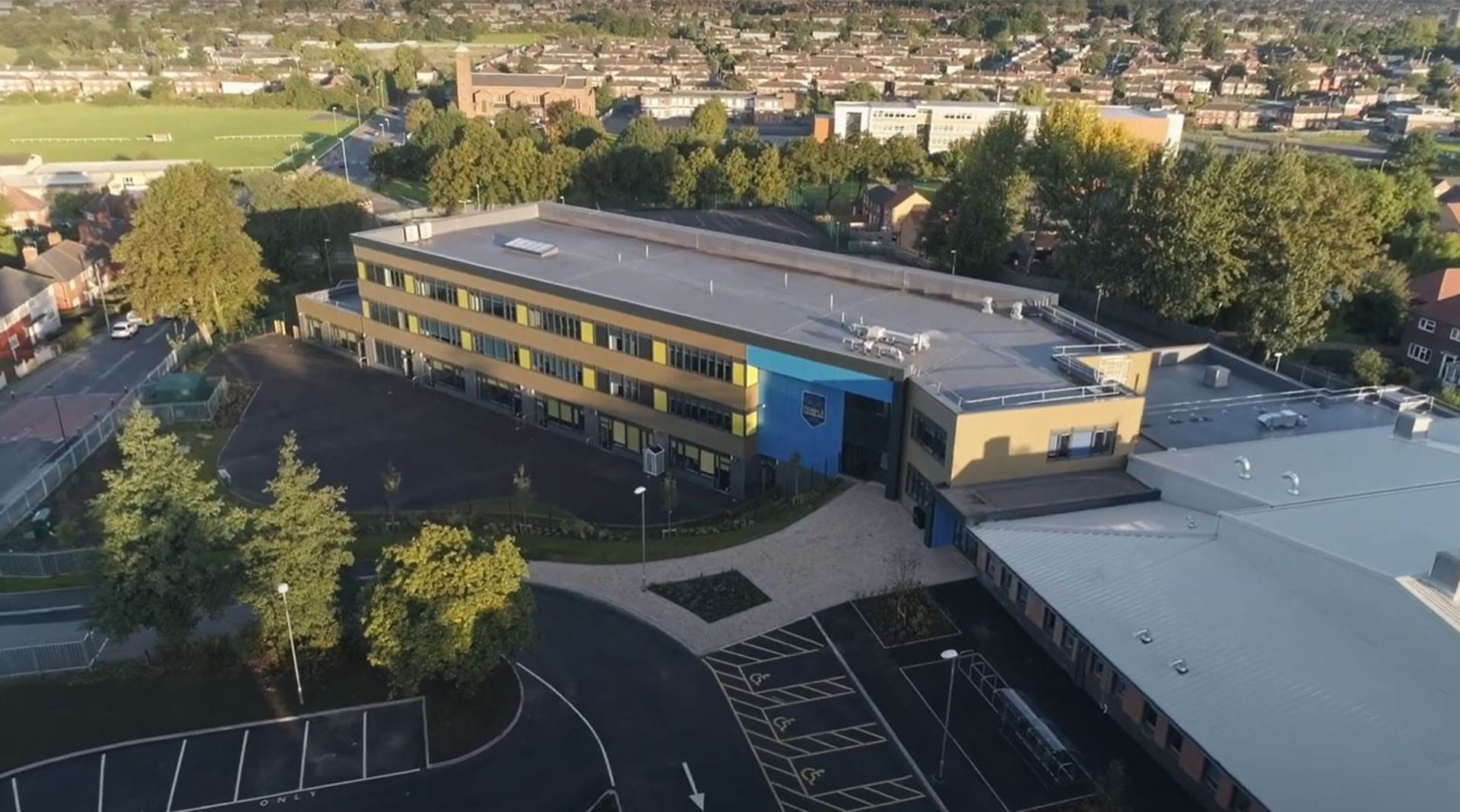 Drone shot of Temple Learning Academy 
