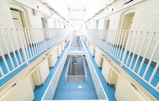 Inner atrium of HMP Liverpool prison wing B refurbished by ISG