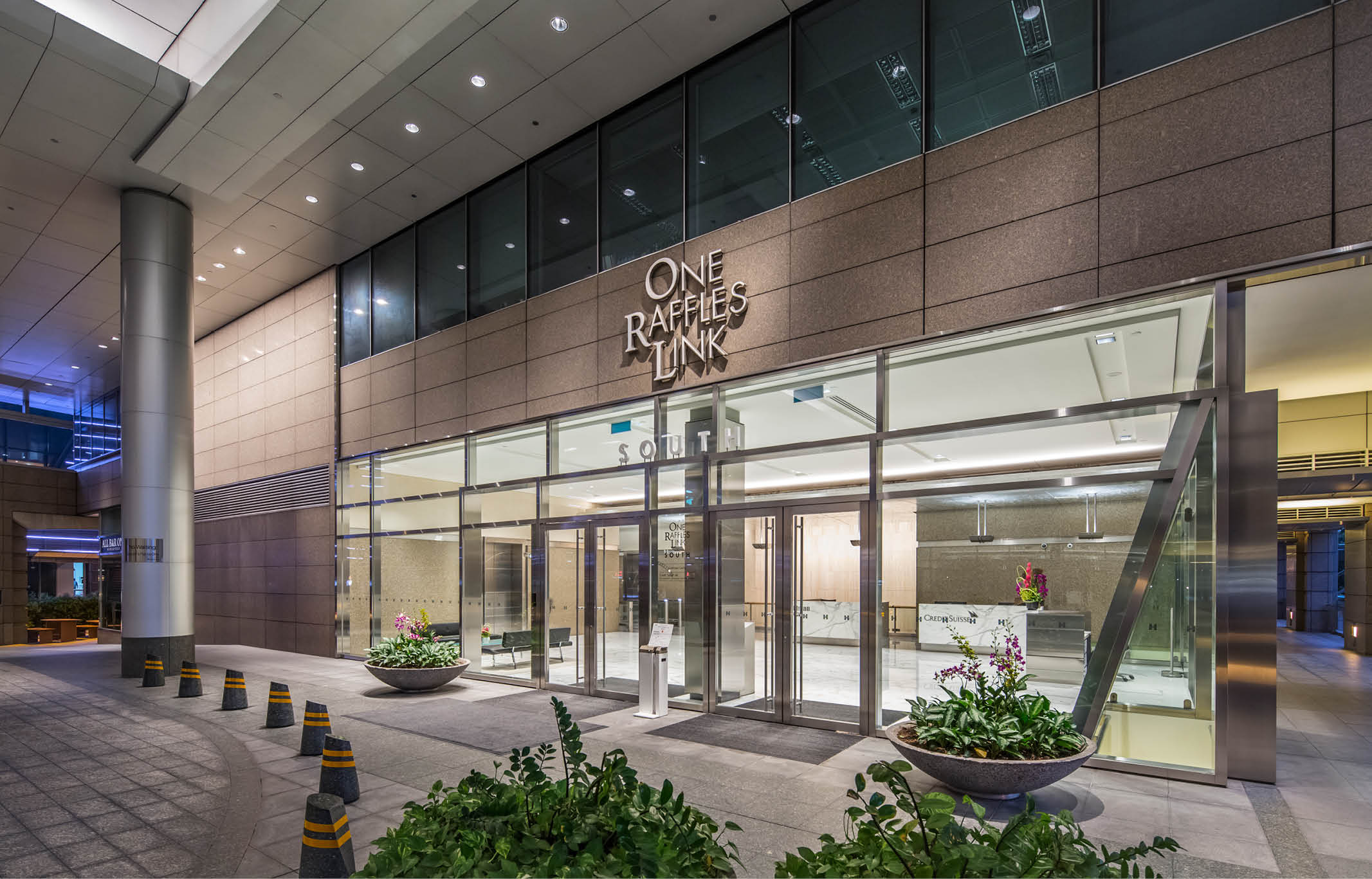 Entrance to One Raffles Link Singapore delivered by ISG ltd