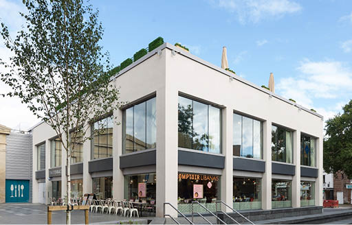 Facade of Exeter Guildhall Shopping and Dining Centre delivered by ISG Ltd UK