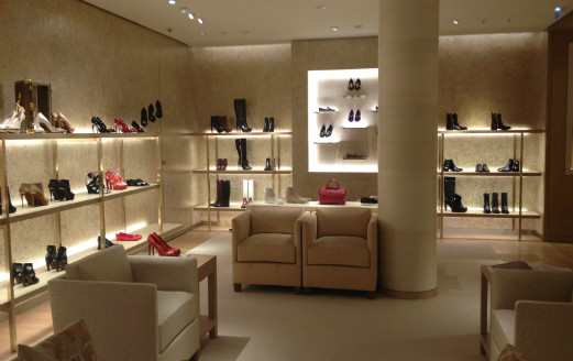 Shoes displays at Germany Louis Vuitton Paris fit out by ISG Retail