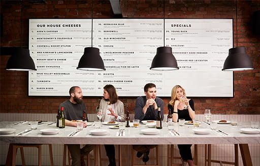 Table, bar, chairs, food