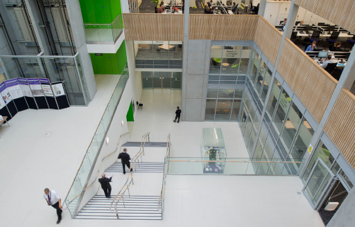 Inner atrium of Wakefield One office fit out in Yorkshire delivered by ISG Ltd