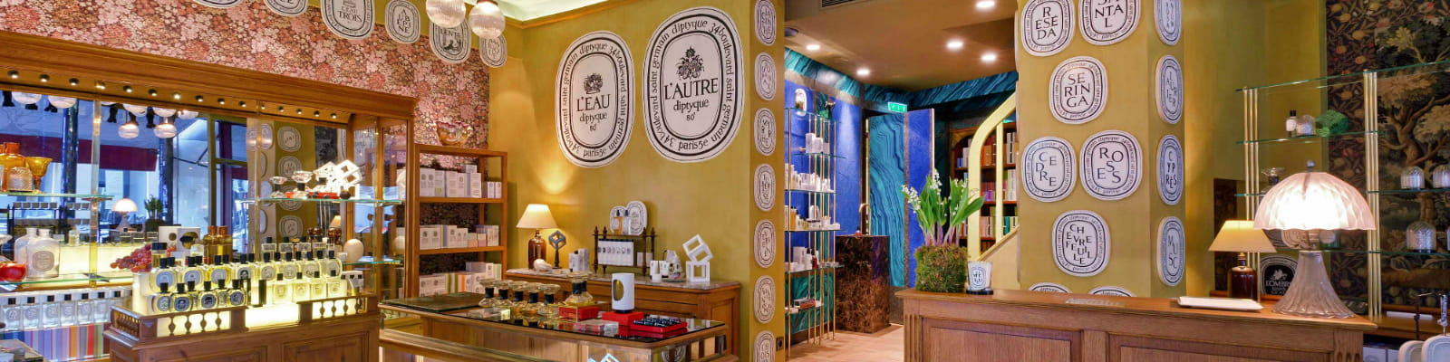 Candle displays at Diptyque shop fit out by ISG