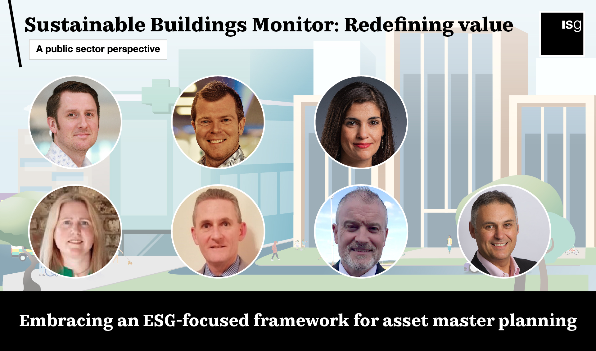 Headshots of the seven panellists that joined the public sector webinar