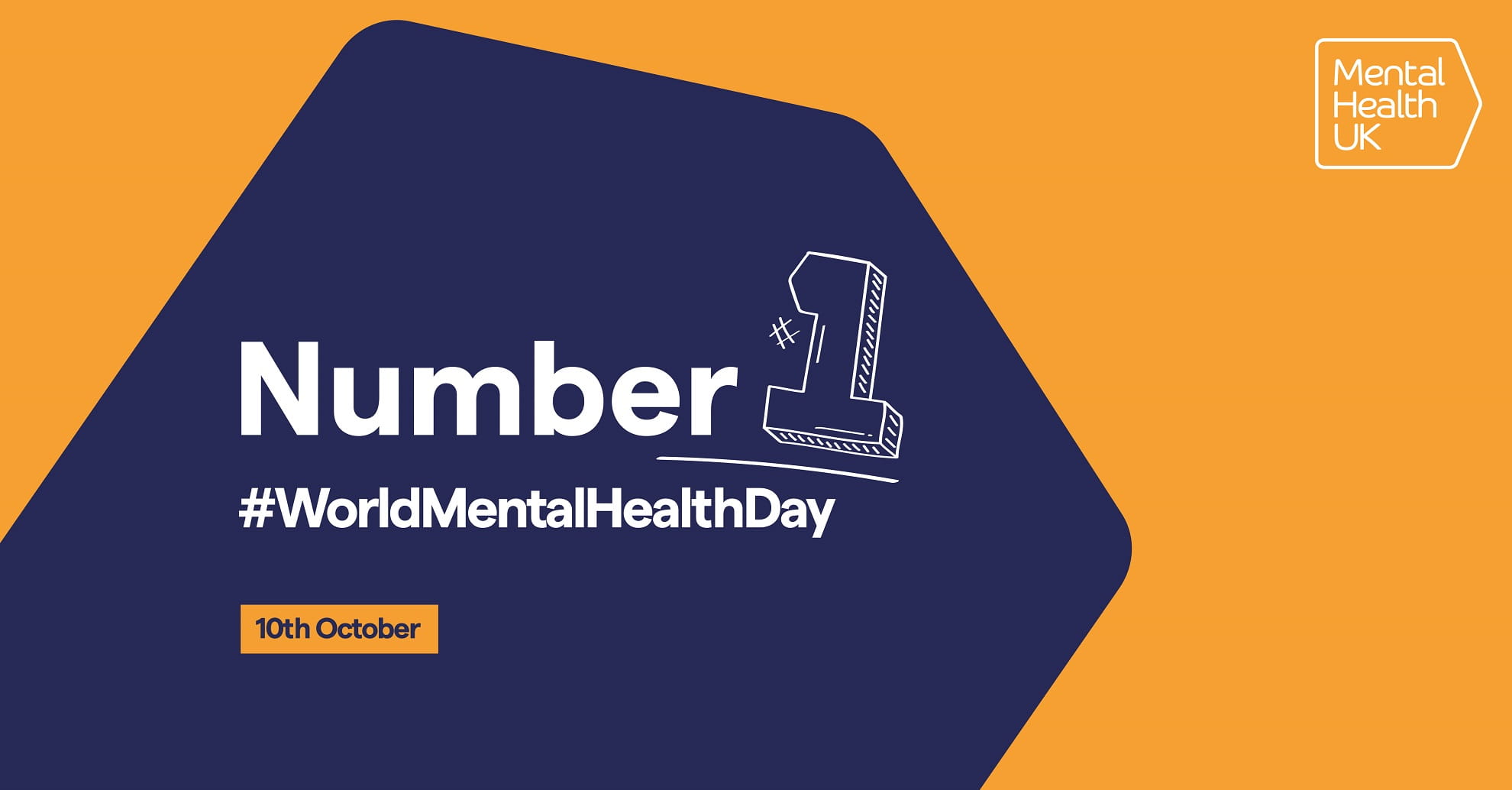 Navy and orange infographic with text number 1 #worldmentalhealthday