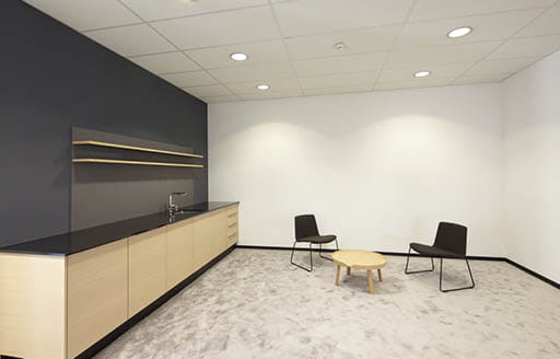 Kitchen area with coffee table in Stuttgart Germany Roche Office Fit out by ISG 