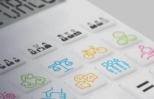 Collection of icons reflecting community engagement social value sustainability