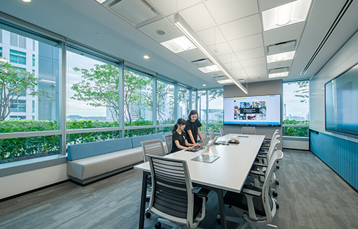 Photo of the office boardroom fitted out by ISG for Chinese Technology Giant in Singapore