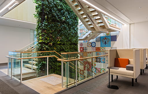 Staircase at office of American Healthcare Giant fit out by ISG