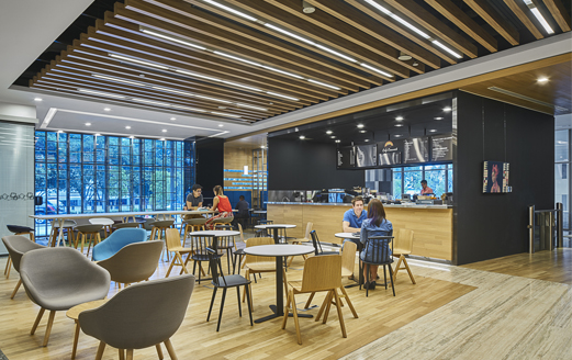 Café at Singapore Standard Chartered Bank office fit out by ISG Ltd
