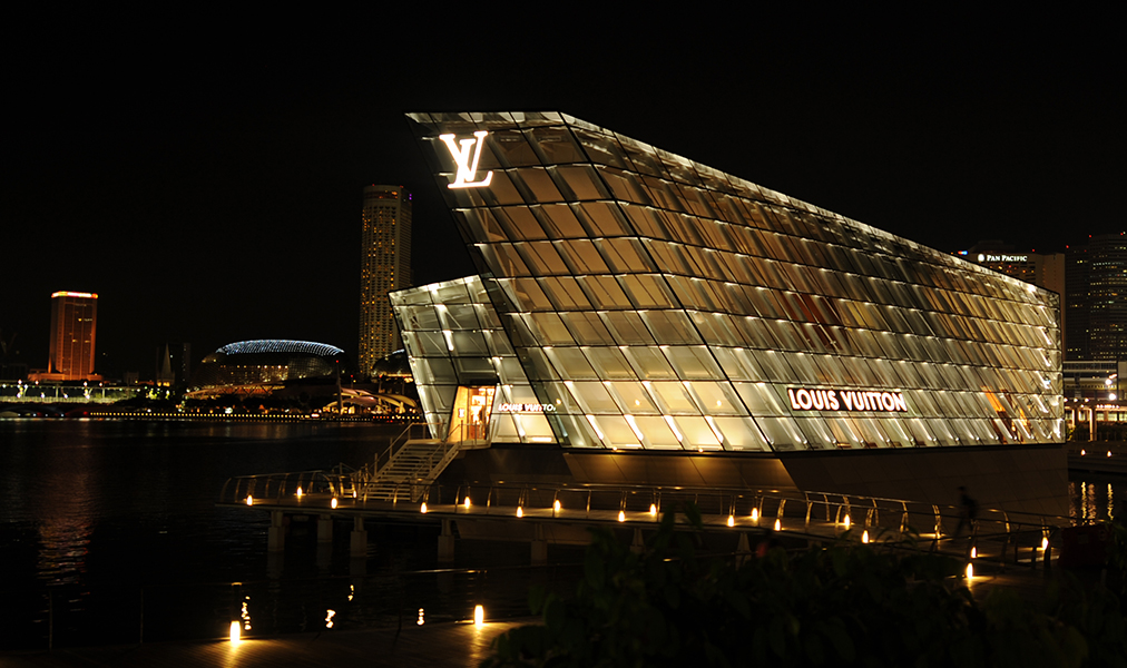Exterior of flagship Louis Vuitton Boutique at Marina Bay Sands Singapore delivered by ISG