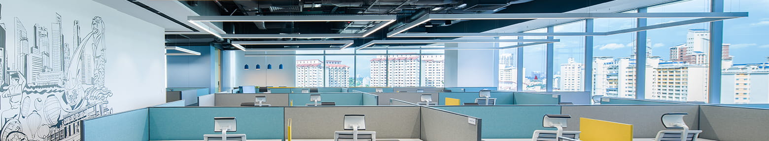 Photo of open plan office fitted out by ISG for Chinese tech Giant in Singapore