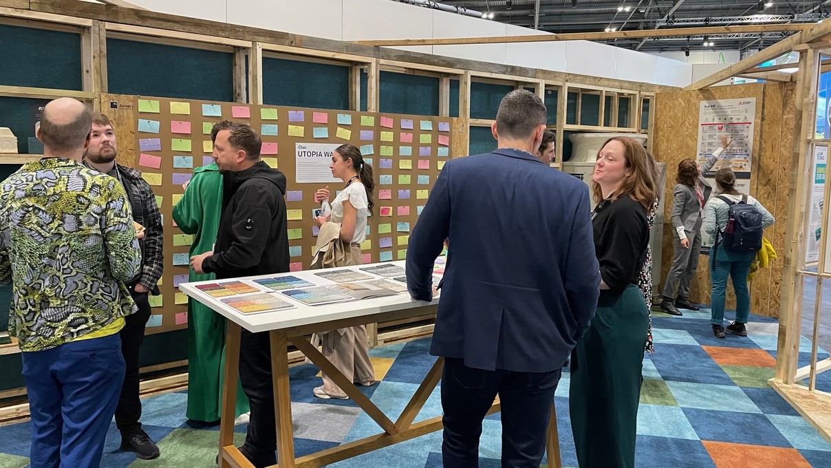 People discussing sustainability in the construction industry