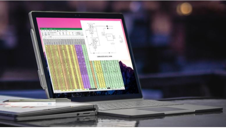 Laptop screen featuring digital construction app used by ISG science and health team