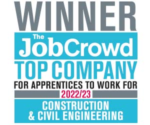 Logo for Winner of The Job Crowd Top Company for Apprentices to Work for 2022/23 Construction & Civil Engineering - ISG