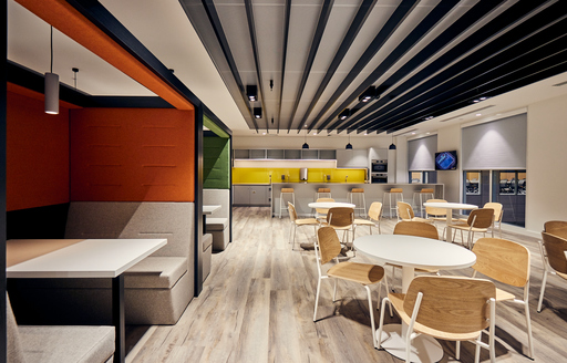 Dining area at corporate office of energy client fit out by ISG Ltd