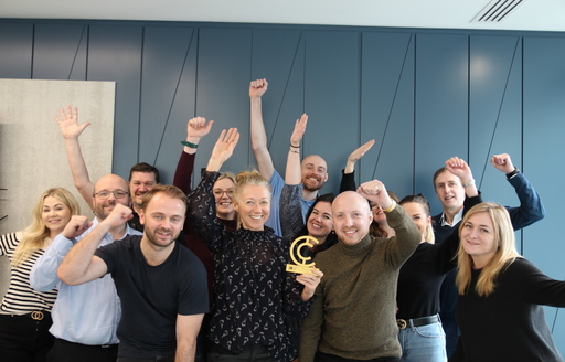Marketing team celebrating Corporate content award win